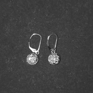 Vintage Sterling Leverback  Pave Stone Earrings